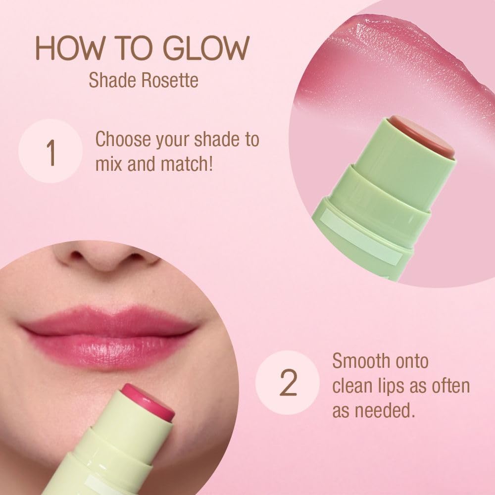Pixi Hydra LipTreat Rosette swatch demonstrates buildable rosy color.