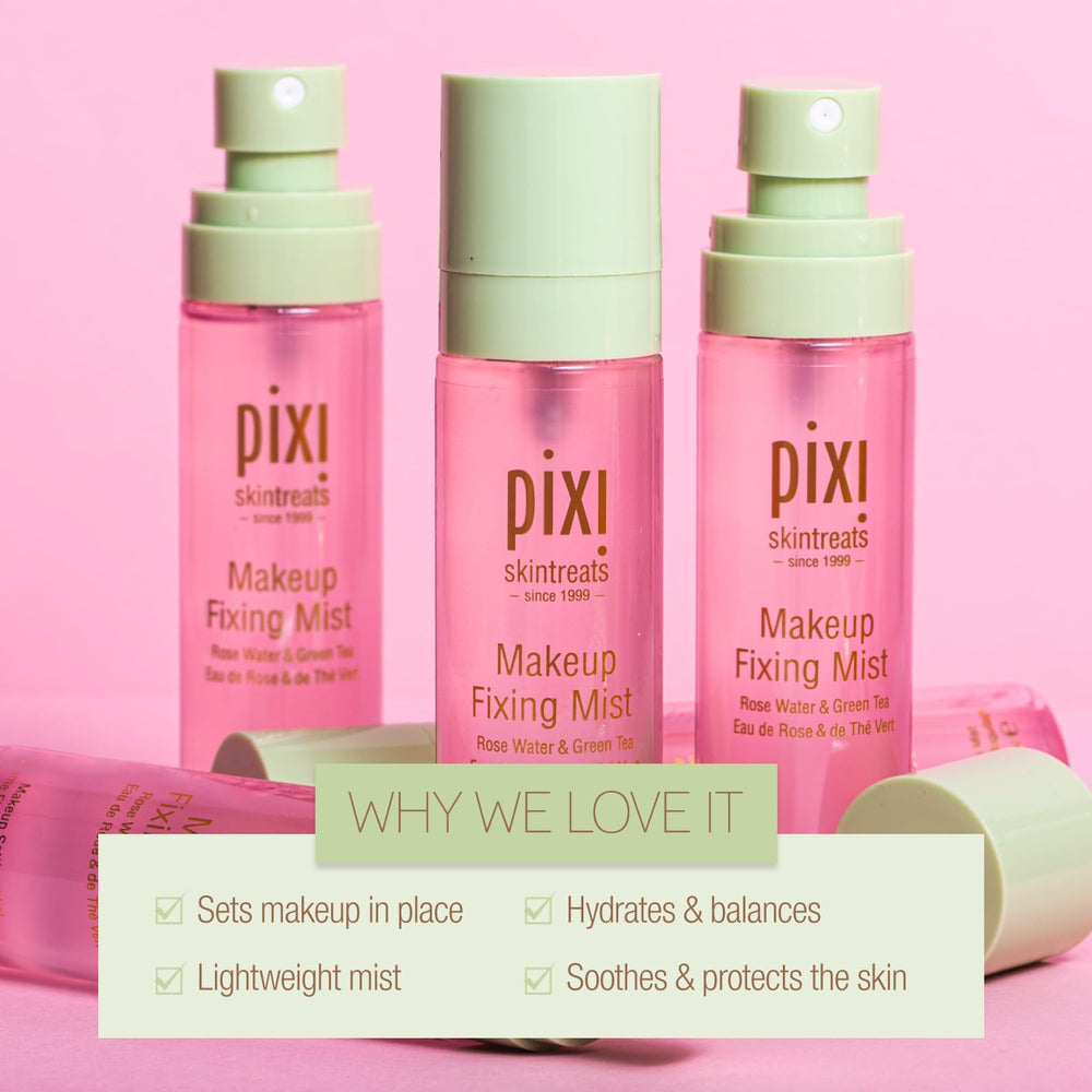 Pixi Makeup Fixing Mist cruelty-free packaging highlights paraben-free formula
