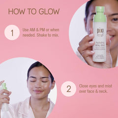 Pixi Milky Mist bottle during a skincare routine.