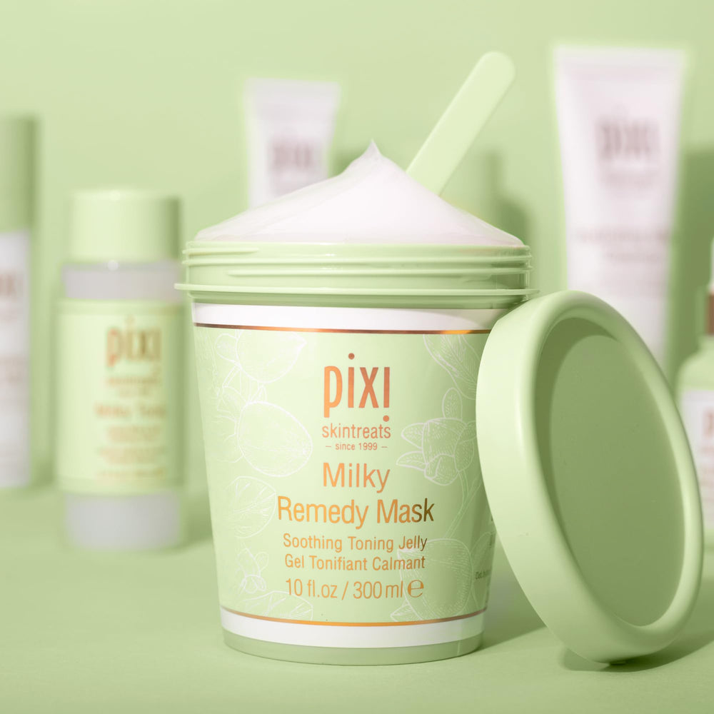 Pixi Milky Remedy Mask spread on skin demonstrates soothing hydration