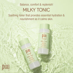 Pixi Milky Tonic cotton pad application for gentle toning.