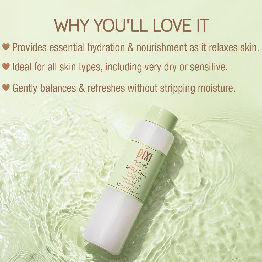 Pixi Milky Tonic oat extract visual suggesting soothing hydration.