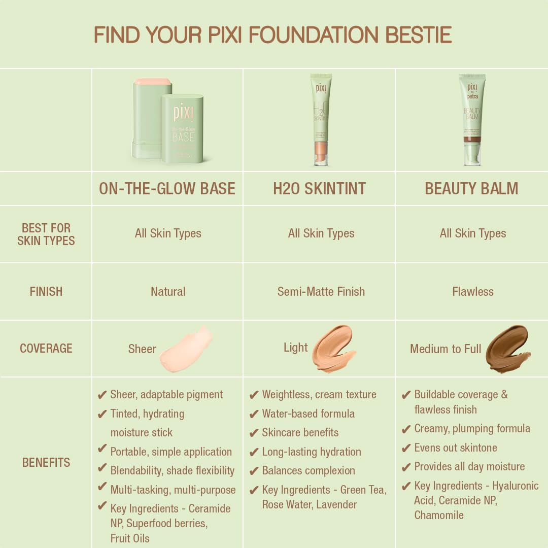 Pixi On-the-Glow Base nude light medium neutral shade provides versatile match