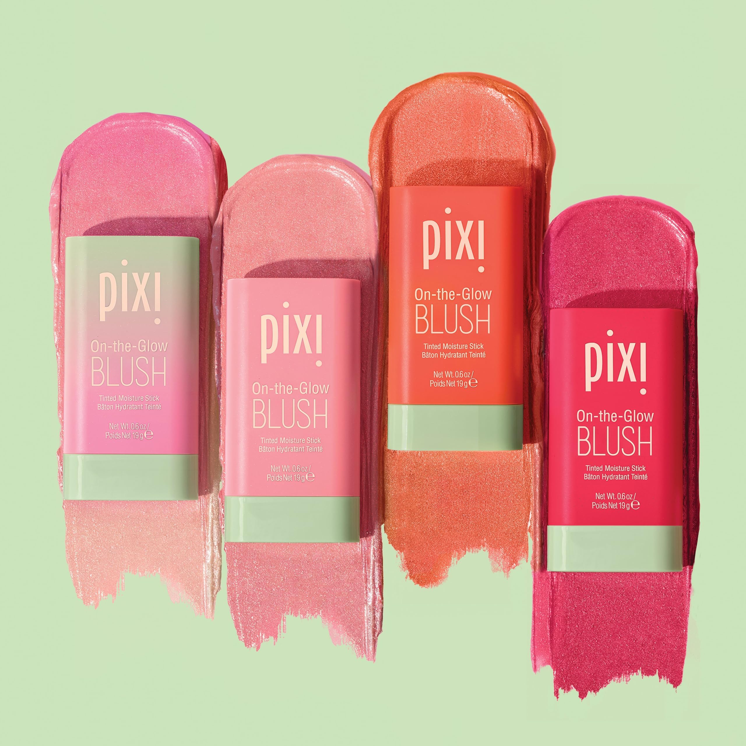 Close-up texture of Pixi On-the-Glow Blush showing creamy, buildable color.