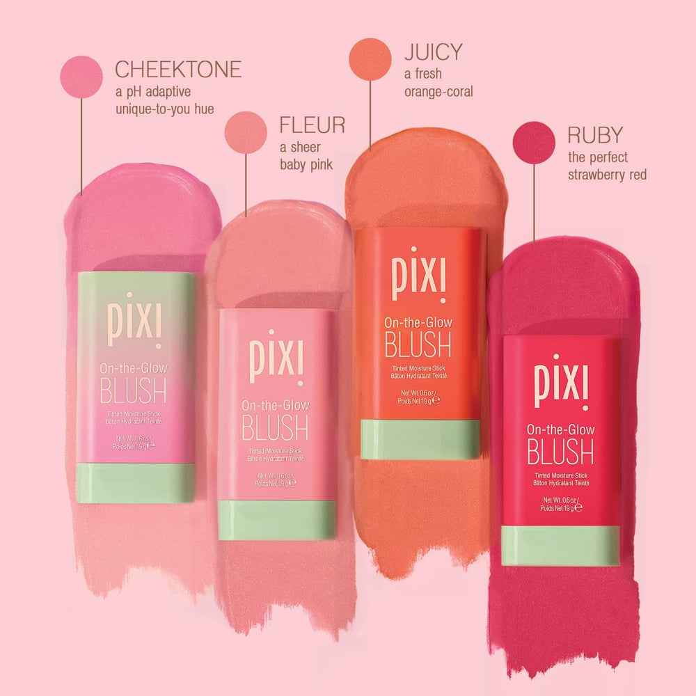 Pixi On-the-Glow Blush packaging with twist-up stick for on-the-go color.