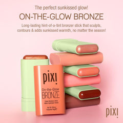 Swatch on cheek showing soft peach-tinted glow from BeachGlow