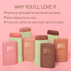 Close-up of Pixi bronze tint on skin with hydrated finish