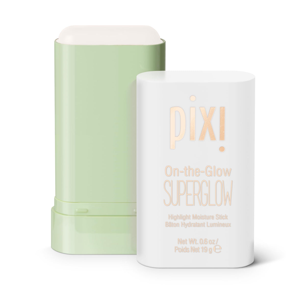 Pixi On-the-Glow SuperGlow IcePearl cheekbone swatch highlights natural radiance with hydrating glow.