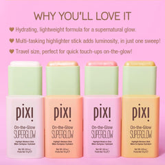 Pixi On-the-Glow SuperGlow swirled on cheek for natural shine.