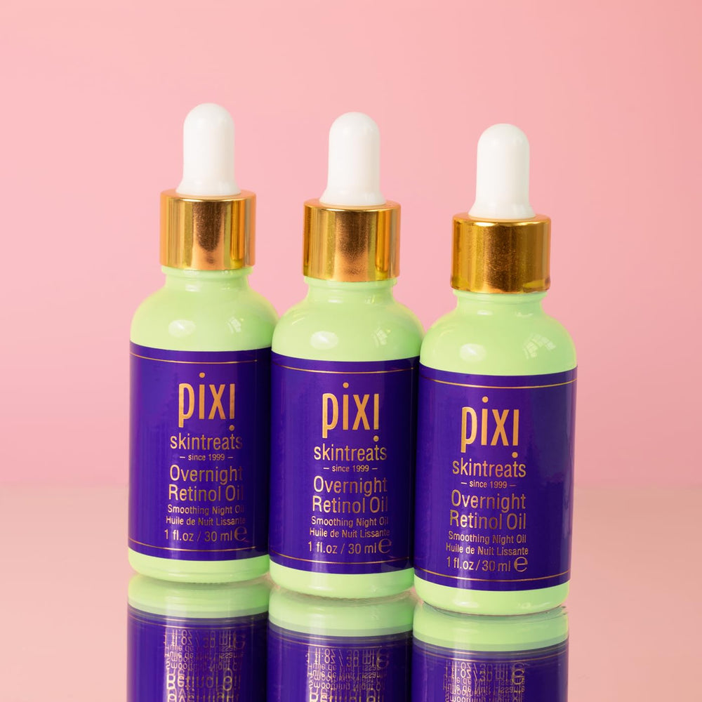 Pixi Beauty Overnight Retinol Oil application-closeup shows gentle massage aiding absorption.