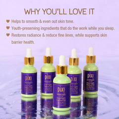 Pixi Beauty Overnight Retinol Oil dropper-pour demonstrates easy nocturnal application.