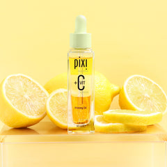 Pixi Plus C Vit Priming Oil pump-dispense shot emphasizes simple daily use