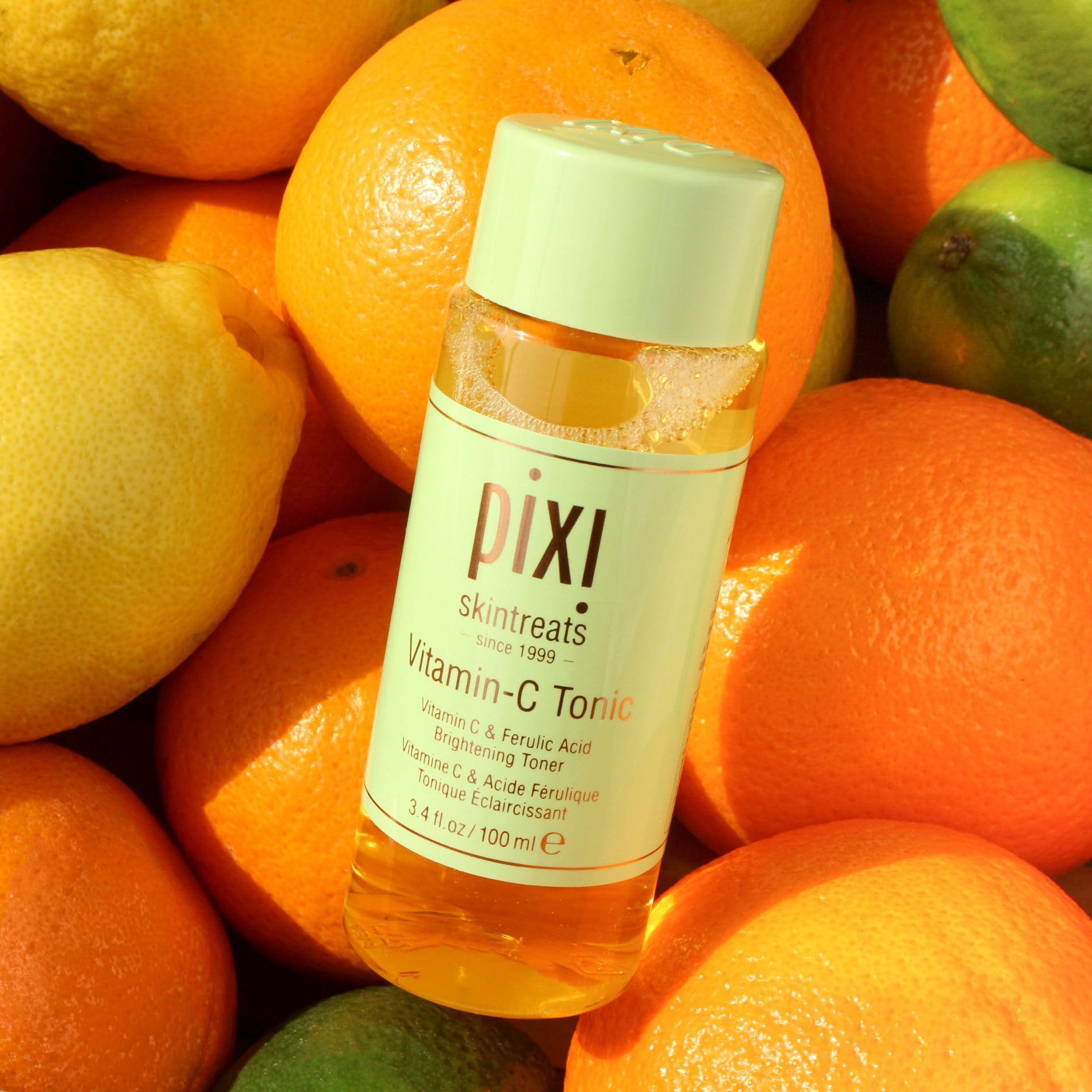 Pixi Vitamin-C Tonic antioxidants note hints at brightening potential.