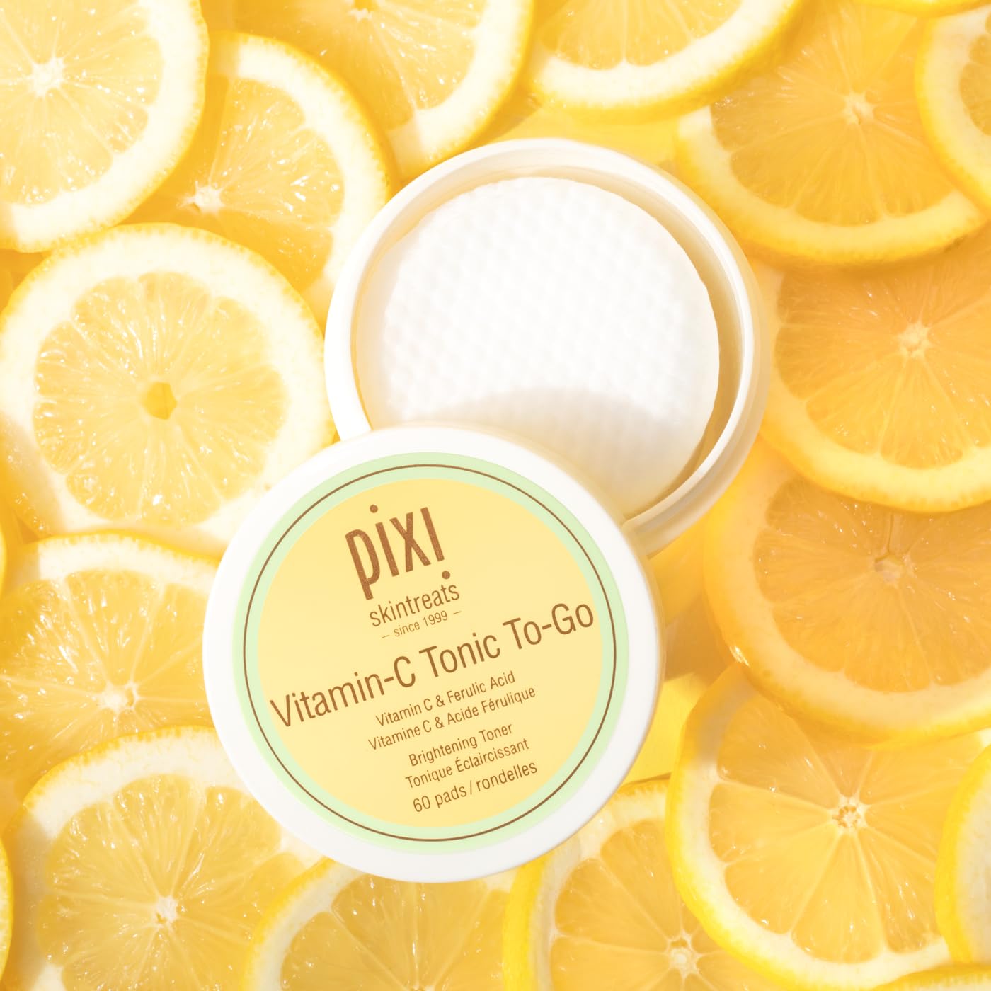 Pixi Vitamin-C Tonic to-Go pads in pack highlighting travel-friendly brightening
