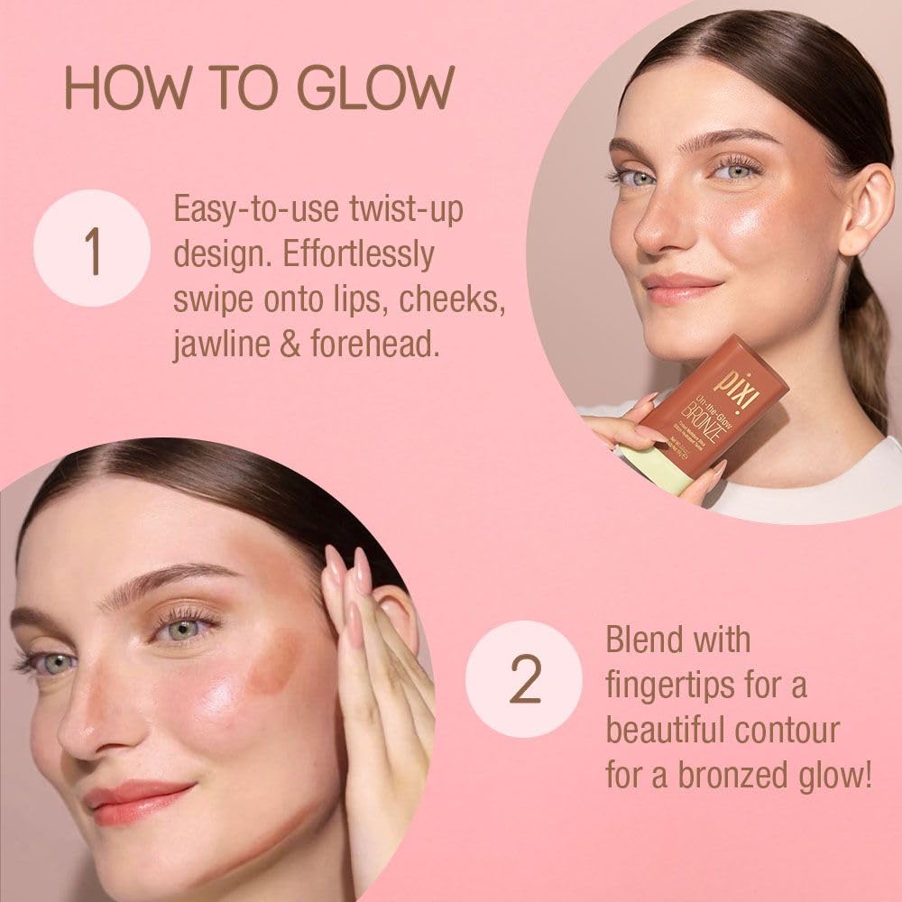 Pixi On-the-Glow Bronze WarmGlow on lips for quick, hydrated color
