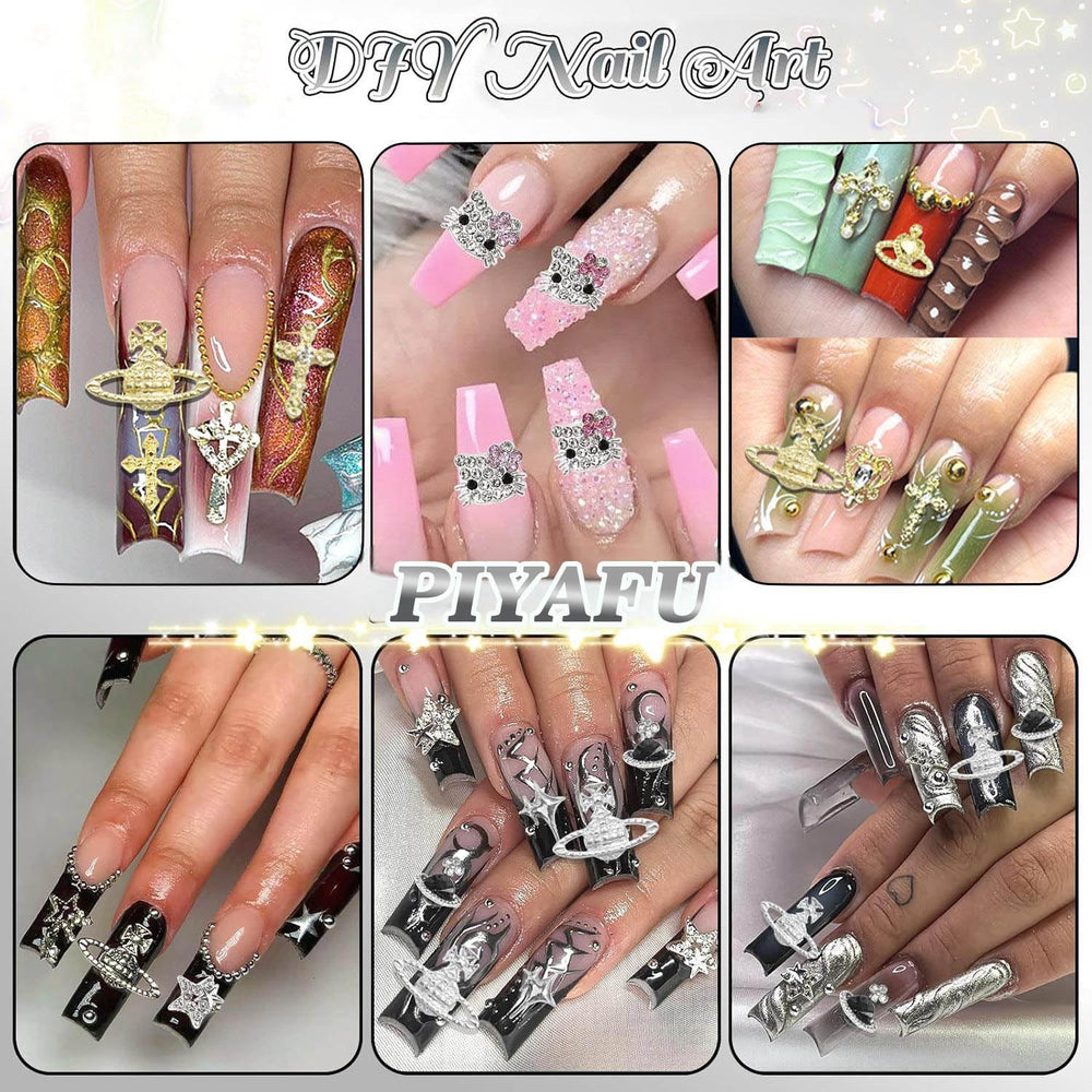 PIYAFU planet nail charms for celestial manicure designs