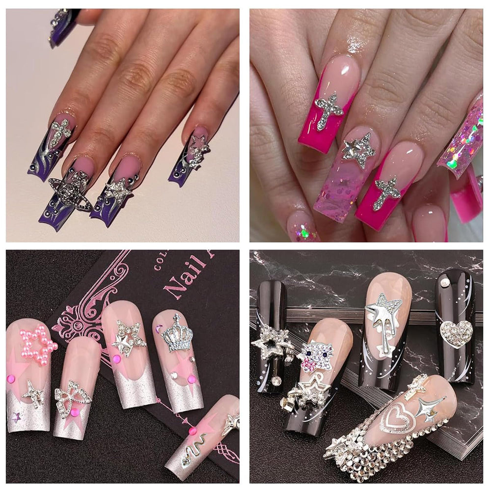 PIYAFU snake nail charms with crystals for edgy style