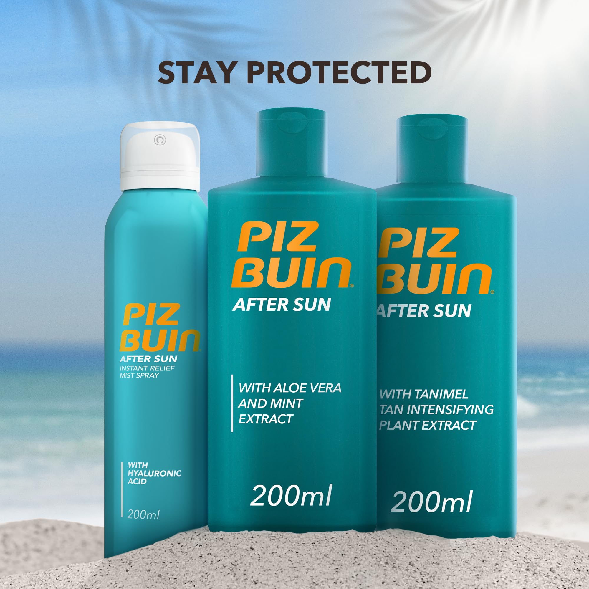Piz Buin After Sun Tan Intensifying Lotion travel packaging ready for sunny getaways.