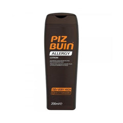 Piz Buin Allergy Lotion SPF50+ bottle for sensitive skin protection.