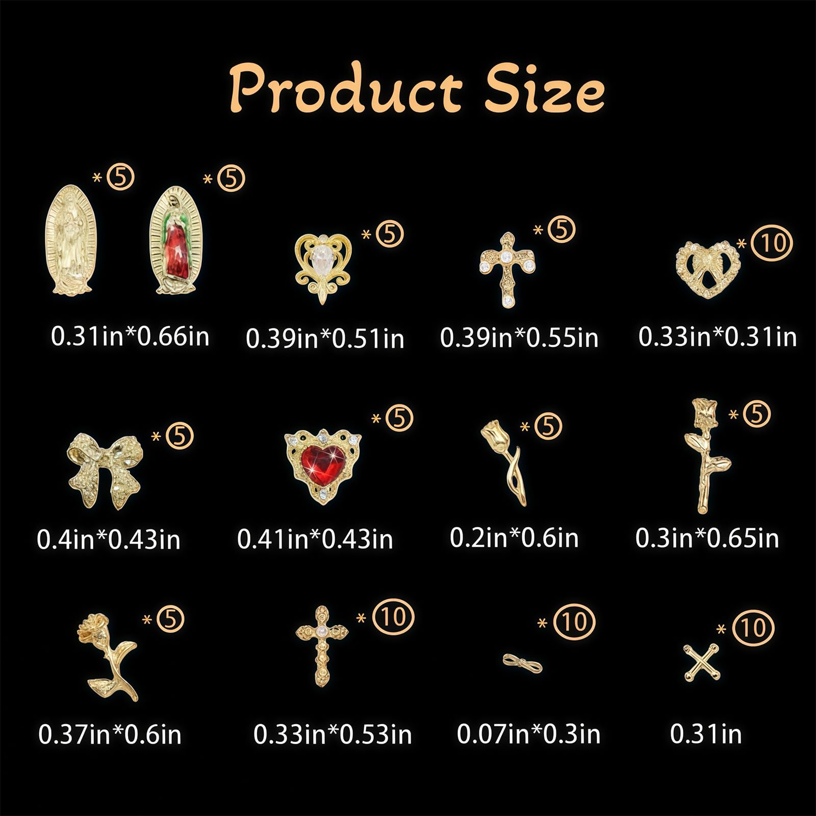Pizadix gold crosses charm adds spiritual elegance to nails