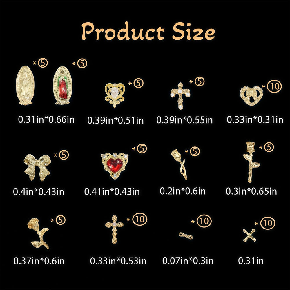 Pizadix gold crosses charm adds spiritual elegance to nails