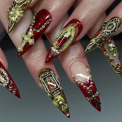 Pizadix gold rose charm creates romantic nail accents