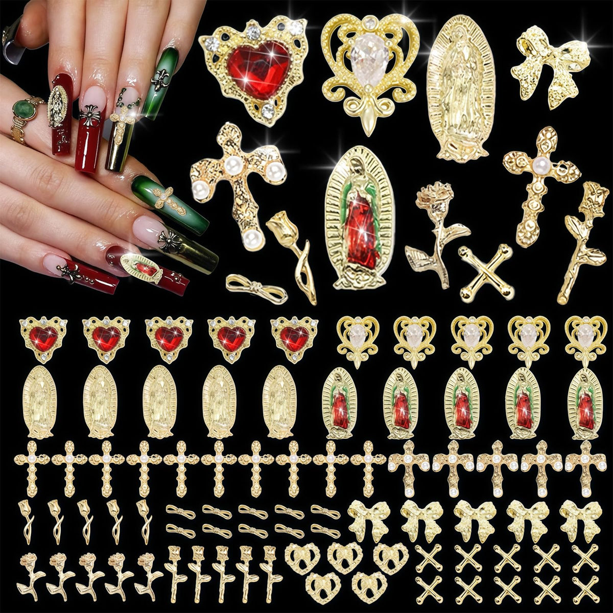 Pizadix Virgin Mary gold charm for elegant nail art