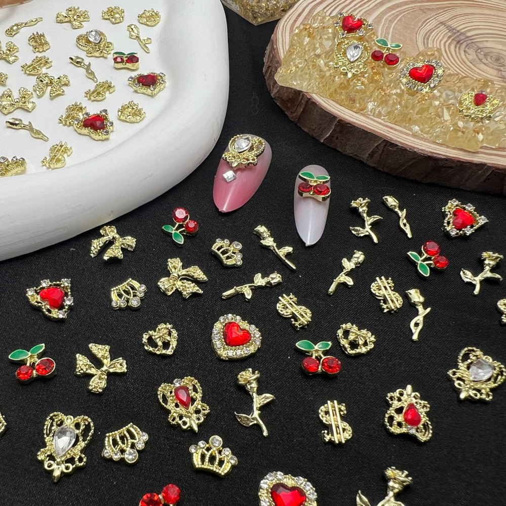 Pizadix cherry nail art charms add playful accents to designs.