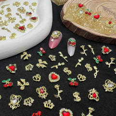 Pizadix cherry nail art charms add playful accents to designs.