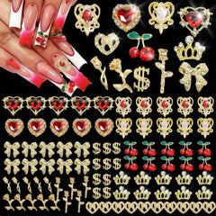 Pizadix heart rhinestones nail charms for sparkling daily manicures.
