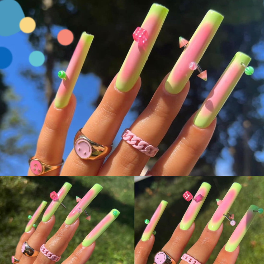 Pizadix manicure setup with charms inspires playful experimentation at home.