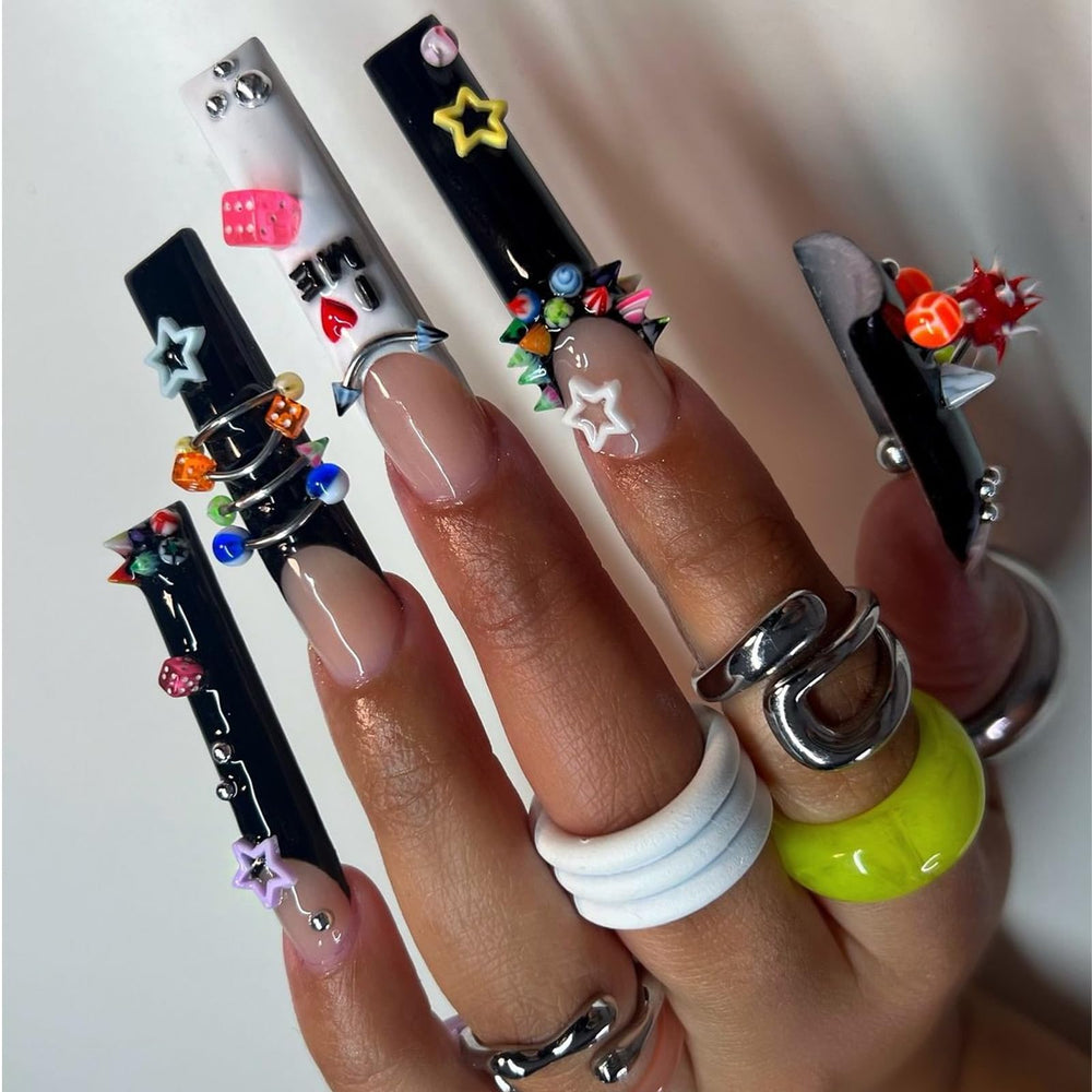 Pizadix random color nail pieces offer versatile styling options.