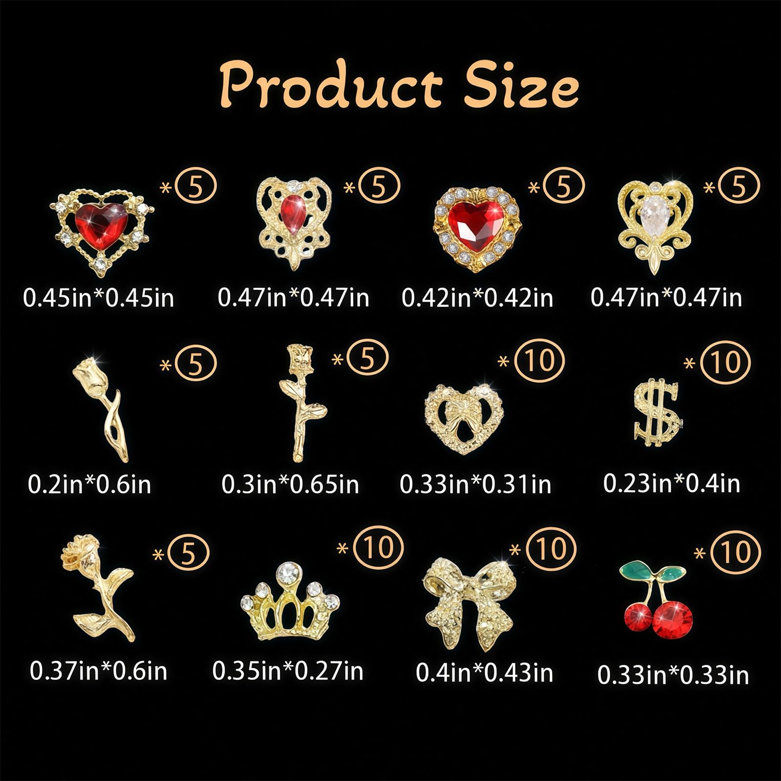 Pizadix rose nail art charms for romantic nail designs.