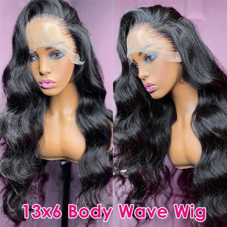 Pizazz body wave wig 18-inch length on display shows smooth Brazilian virgin hair