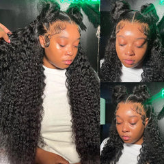 Pizazz 28-inch deep wave lace front wig offers natural volume and movement.