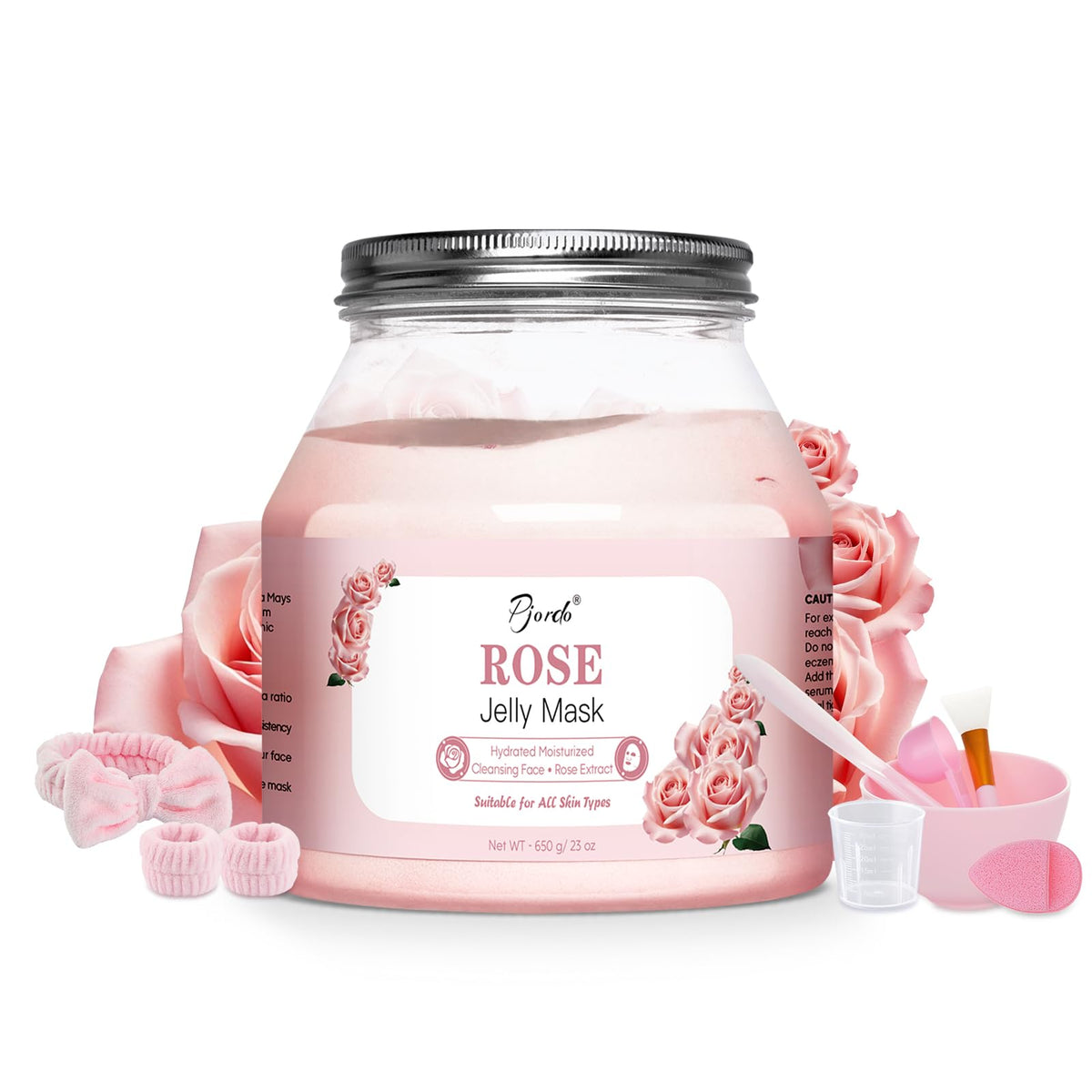 Pjordo Bulgarian Rose jelly mask powder ready to mix for radiant hydration.