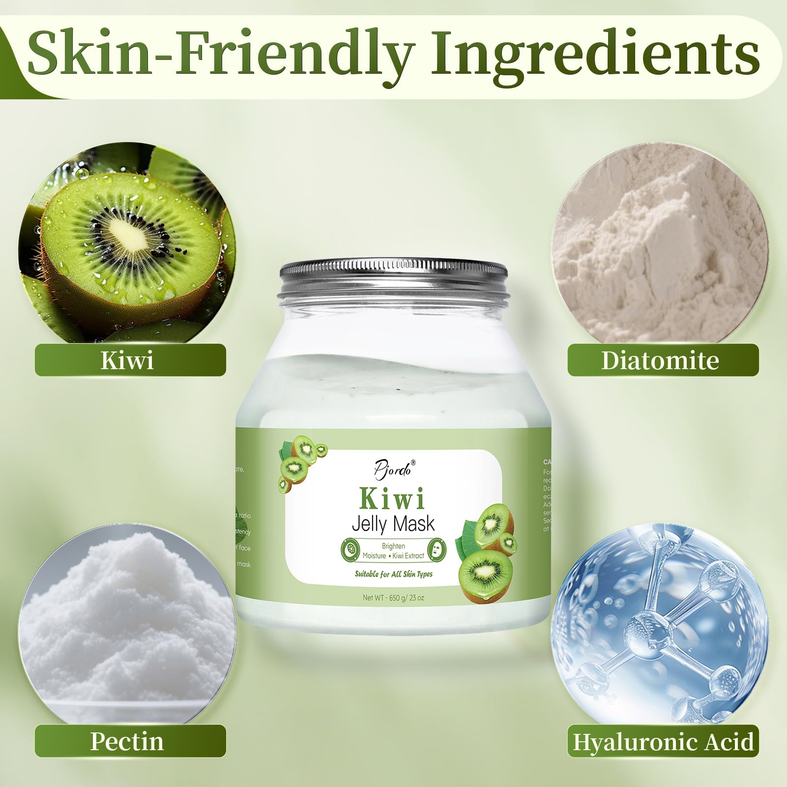 Pjordo Powder Jelly Mask water-mix instruction demonstrates easy DIY facial preparation for home use.