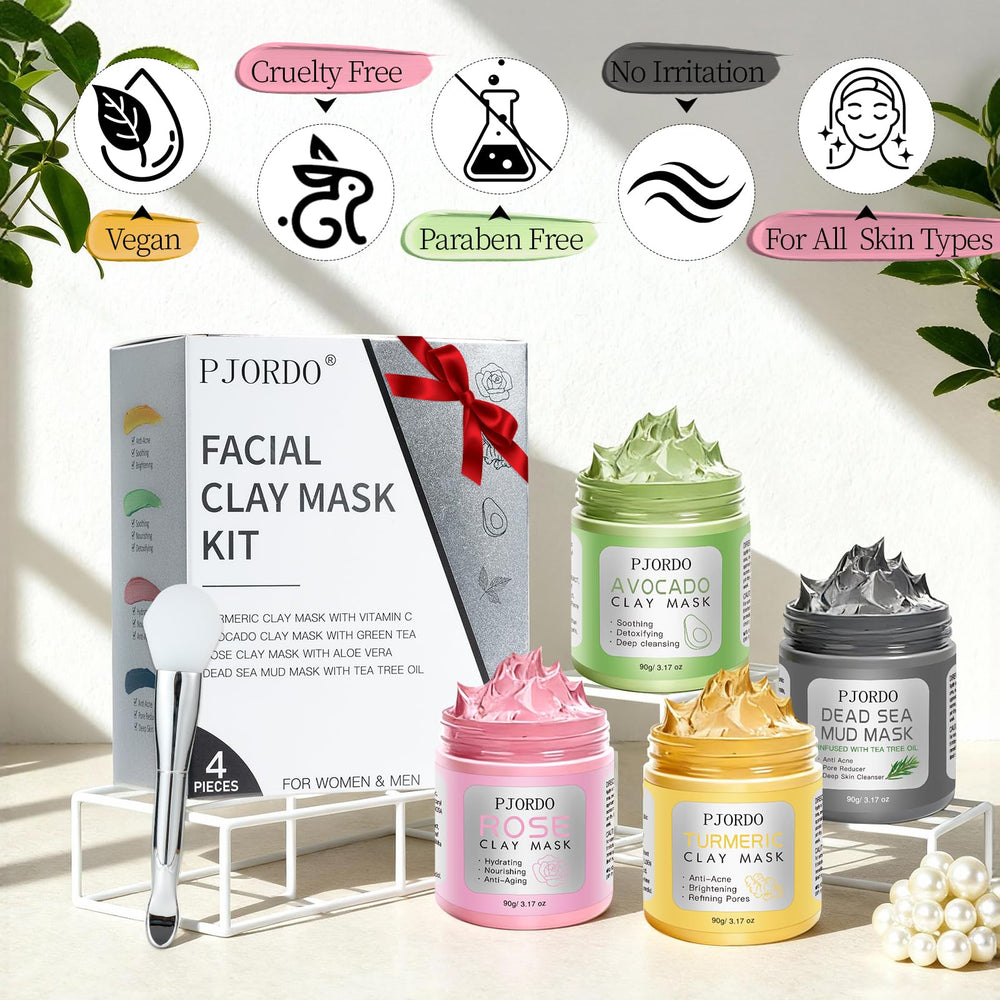 Pjordo spa night setup with four masks for home pampering