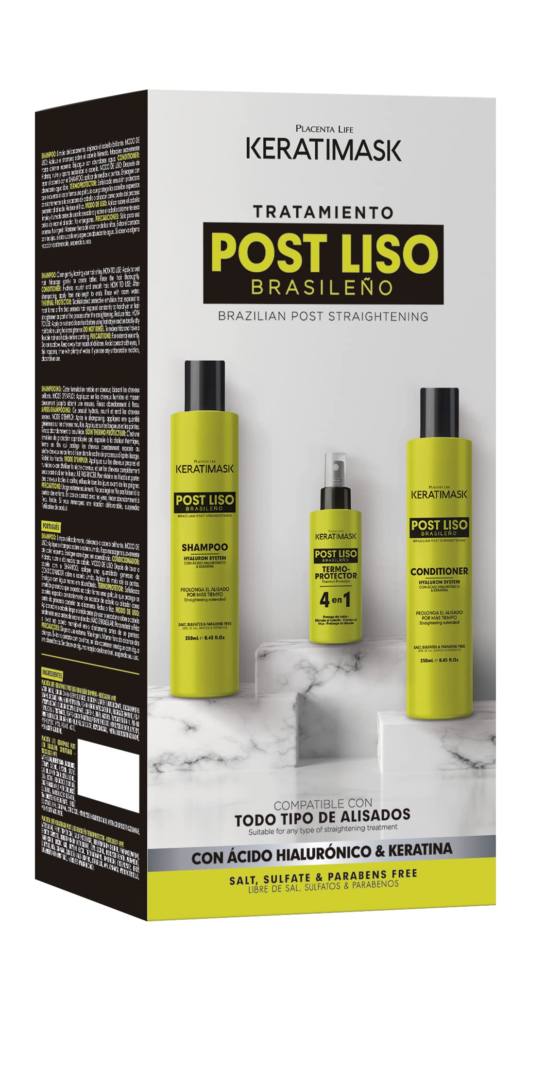 PLACENTA LIFE Keratimask conditioner bottle delivers smooth, manageable hair