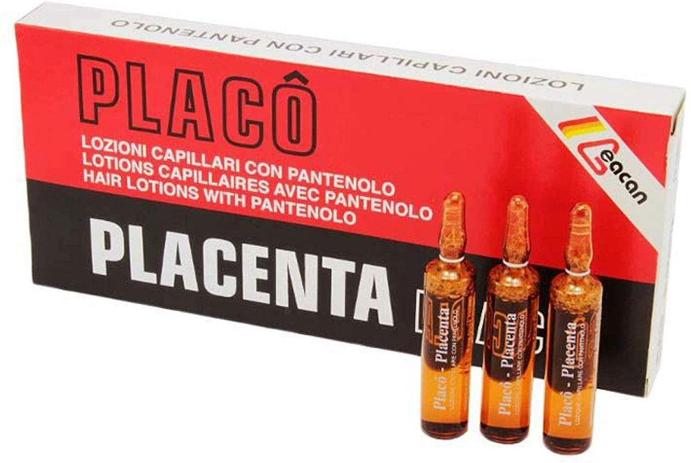 Close-up of Placenta Placo vials ready for daily scalp treatment.
