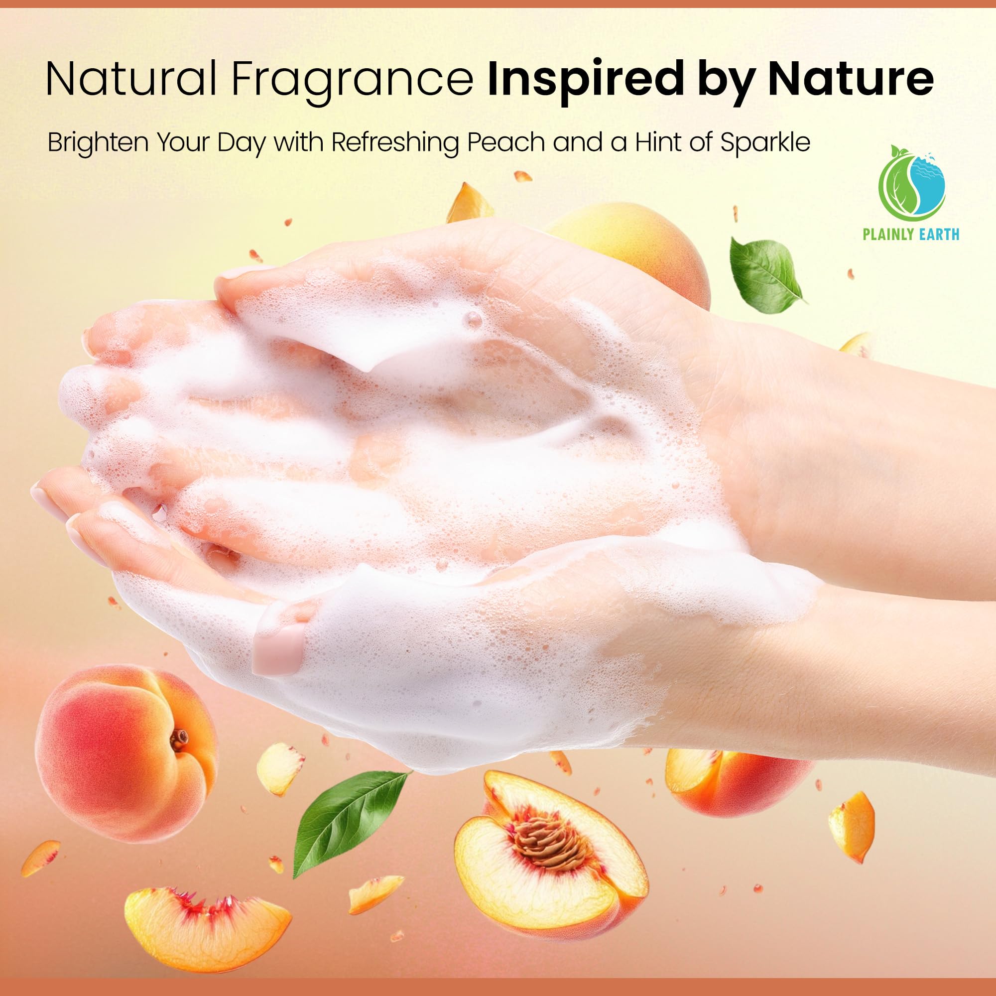 Plainly Earth hand soap in a bathroom setting ready for routine use.