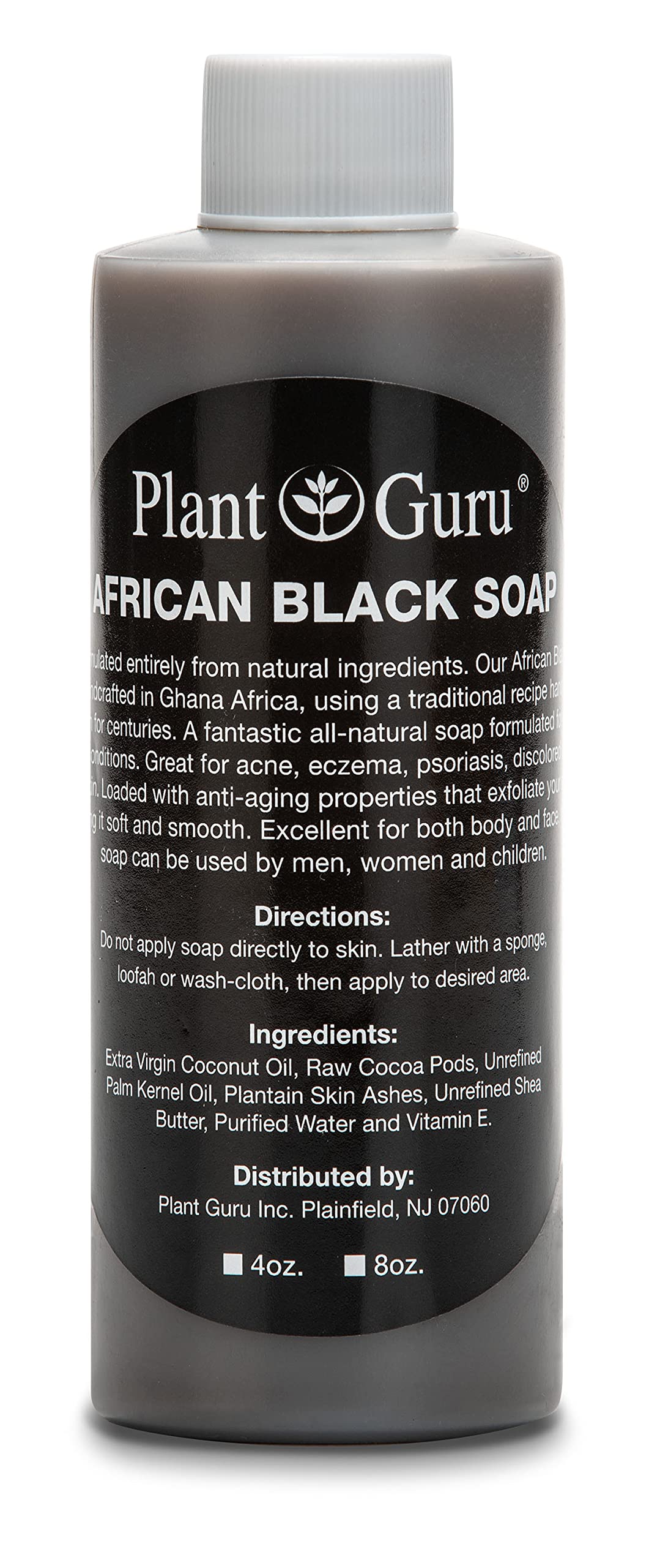Plant Guru African Black Soap liquid bottle 4oz for versatile all-skin use