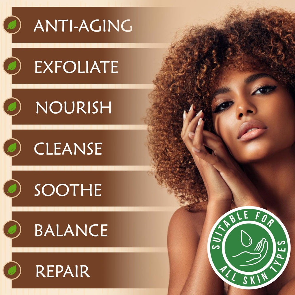 Demonstrates use as a gentle face and body wash with Plant Guru African Black Soap.