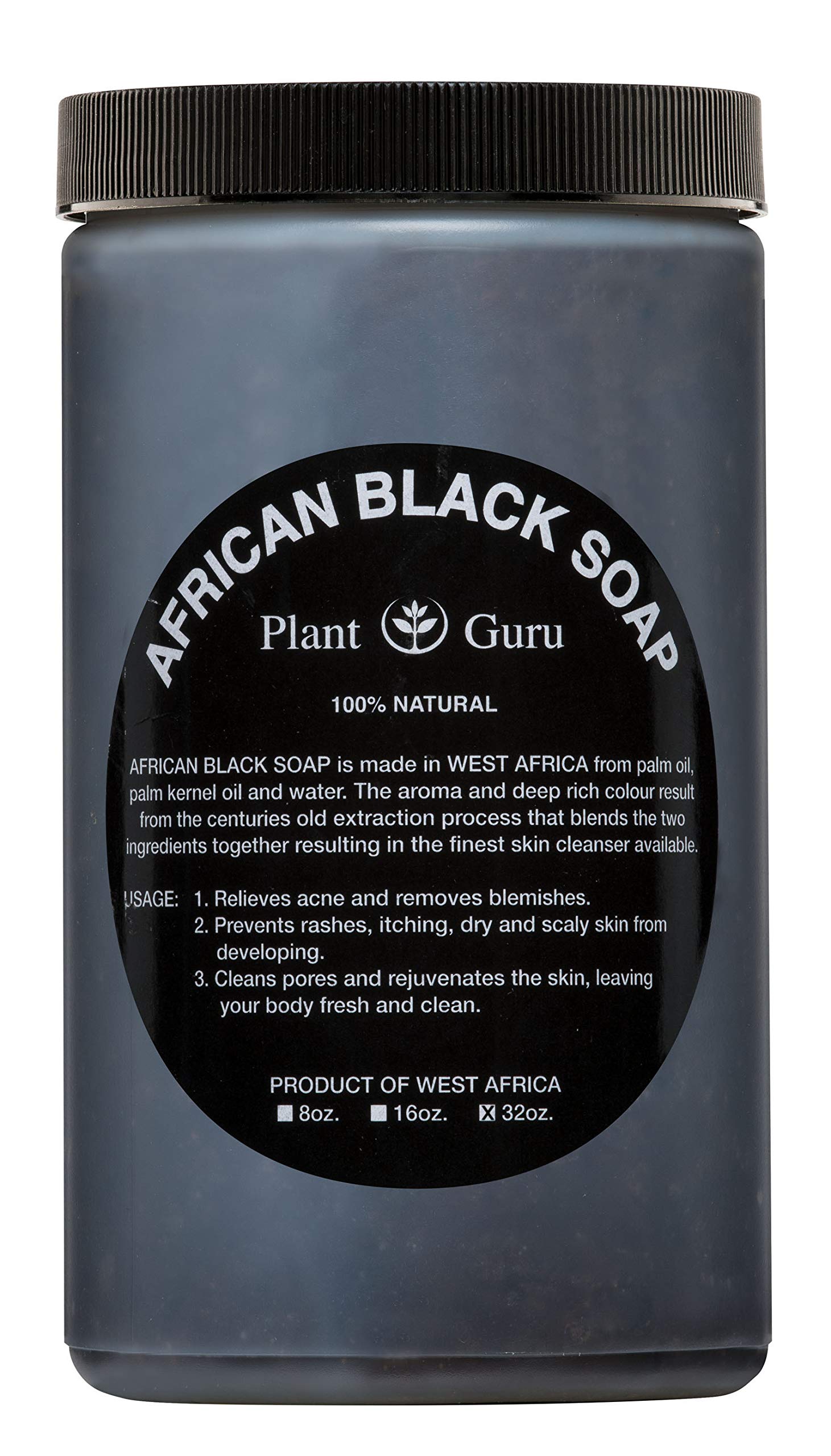 Plant Guru African Black Soap Paste jar closeup, creamy texture ideal for daily cleansing.