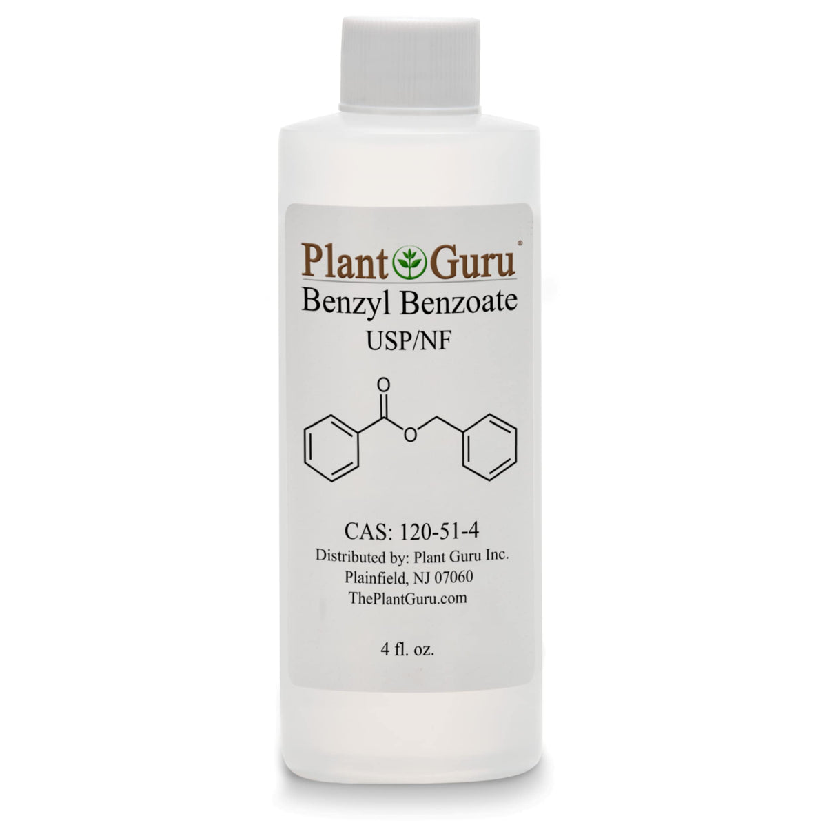 Plant Guru Benzyl Benzoate liquid bottle, versatile base for fragrance formulations.