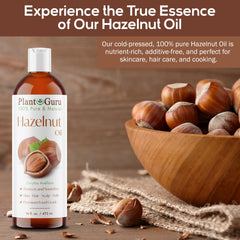 Plant Guru Hazelnut Oil close-up, rich texture ideal for DIY lotions.