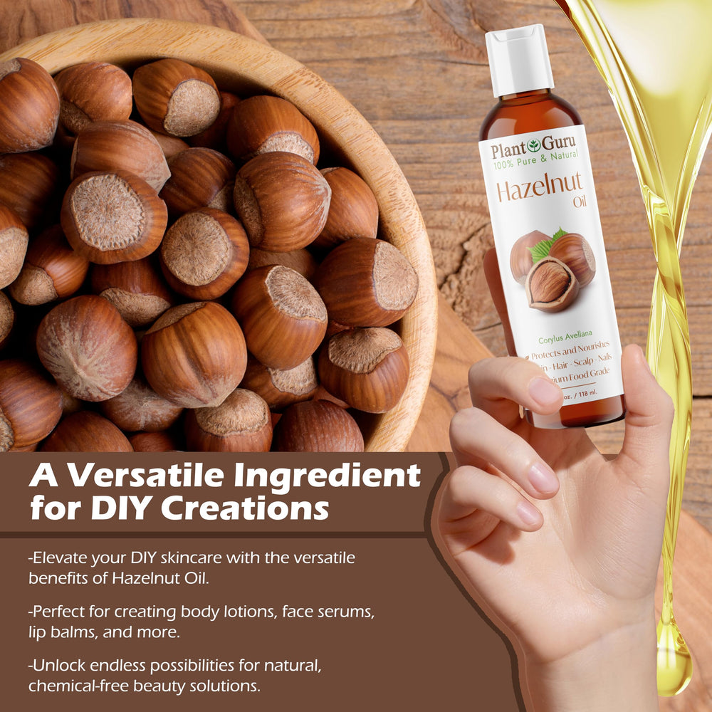 Plant Guru Hazelnut Oil DIY cosmetics, blends well with soaps and lip balms.