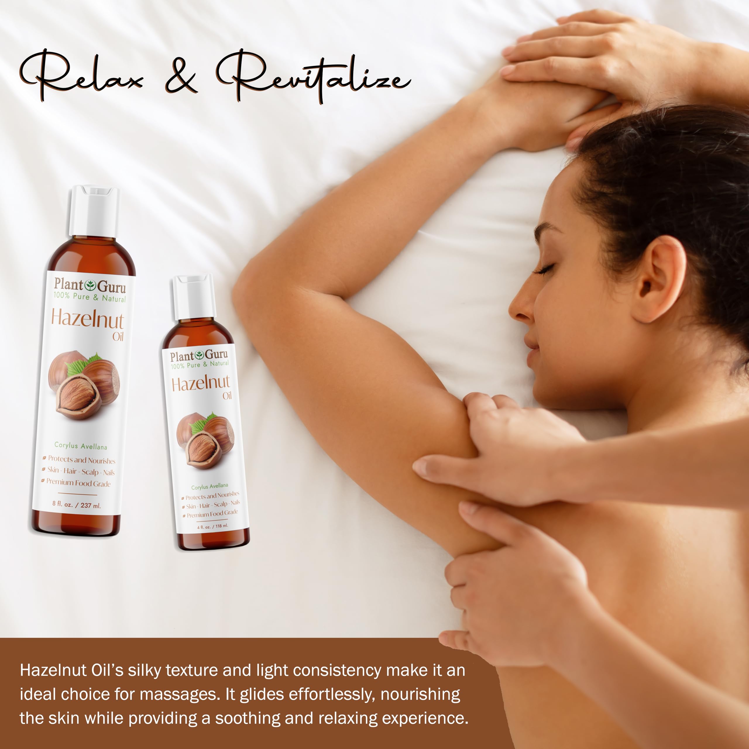Plant Guru Hazelnut Oil hair conditioning, smoother and manageable hair.