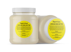 Plant Guru Ivory Grade A shea butter packaging close-up highlighting purity.
