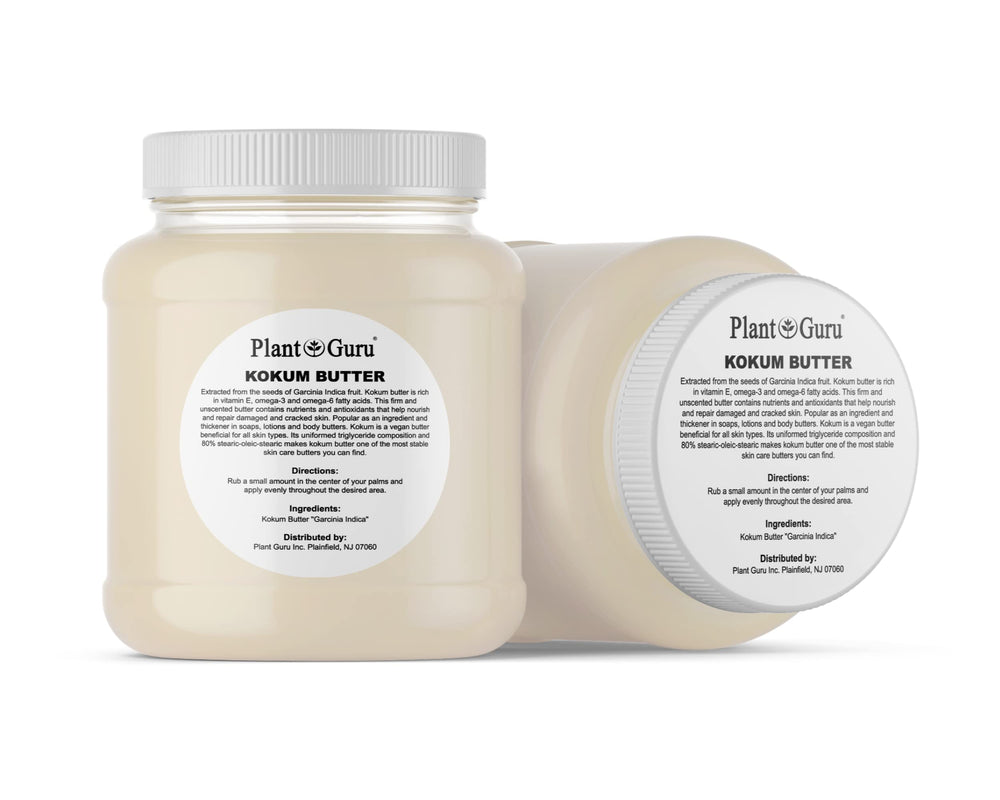 Close-up of Plant Guru Kokum Butter solid block for cosmetics